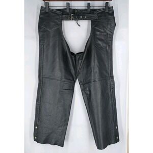 Xelement Black‎ Leather Motorcycle Chaps Mens 42"-48" Waist- 29" Long- 28" Thigh